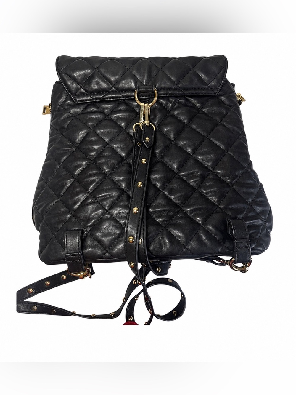 Bebe Los Angeles Back Pack Black Quilted Side Zip Purse - Picture 4 of 14